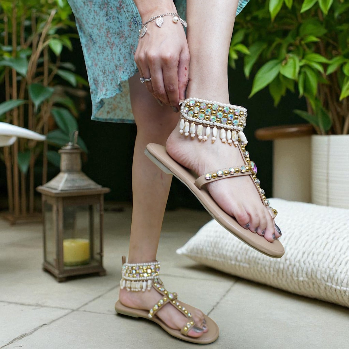 Shell Glimmer Boho Tie Ups