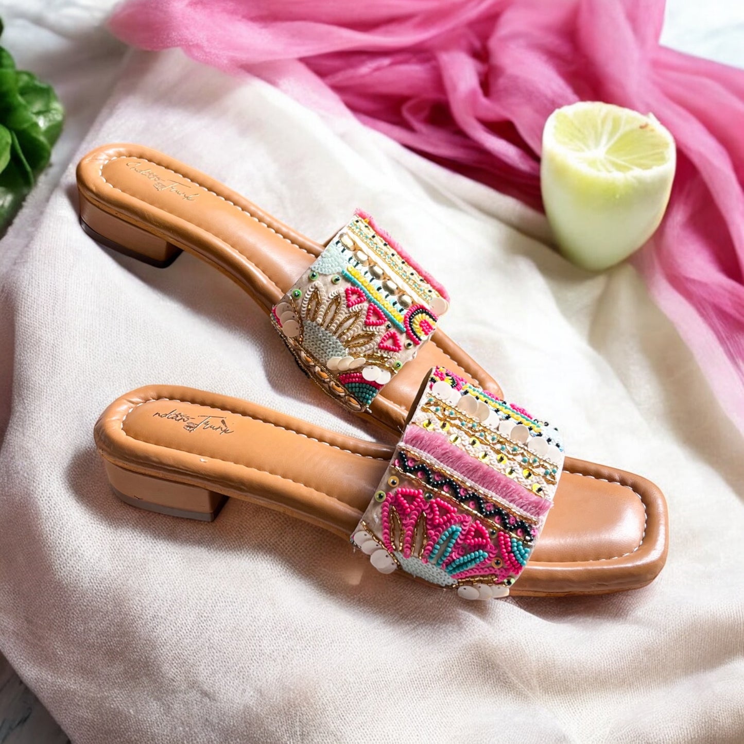 Desi Pop Short Heel Sliders