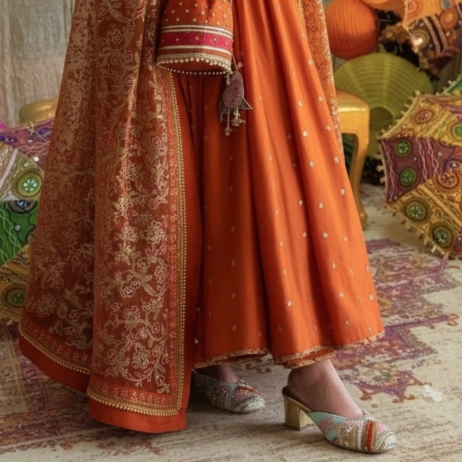 Orange Fringe Multicolour Jutti Heel