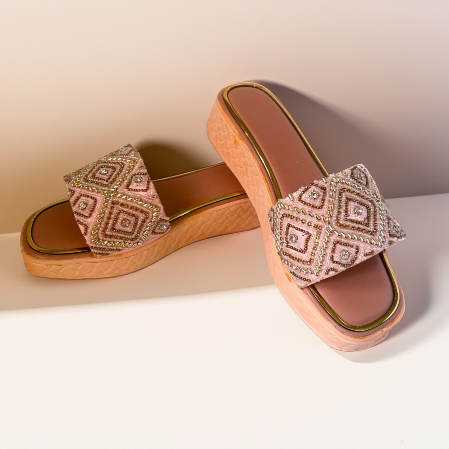 Embroidered Rose Diamond Wedges