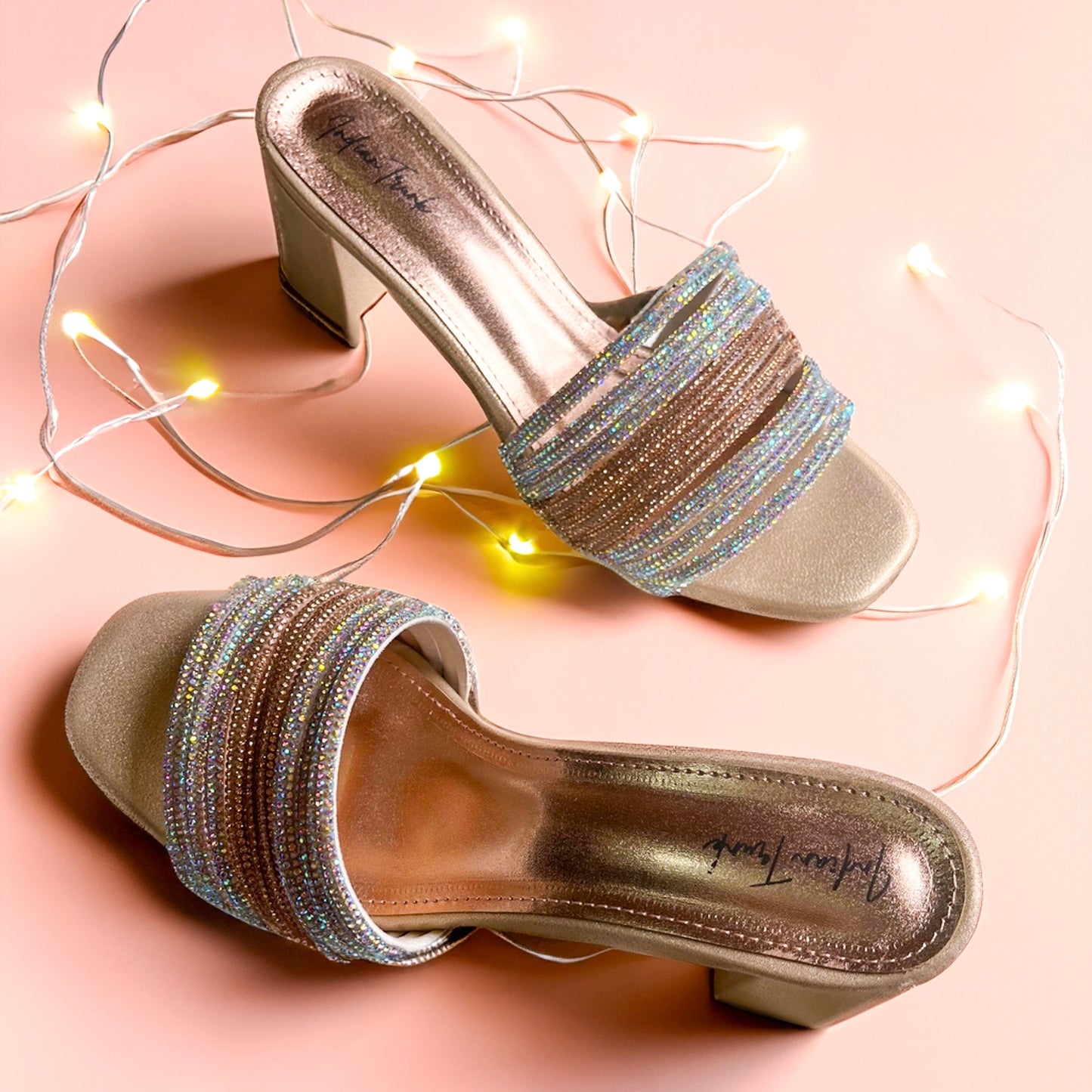 Dazzling Sparkle Block Heel Sandals