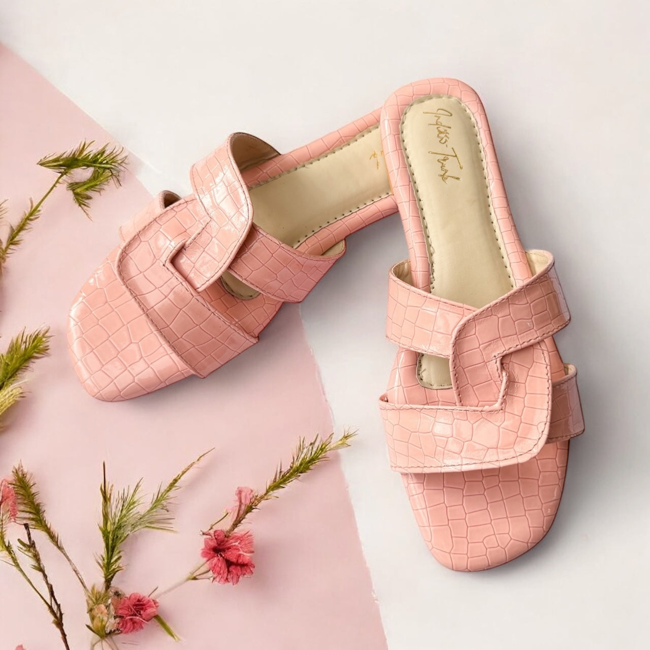 Blush Croc Flats