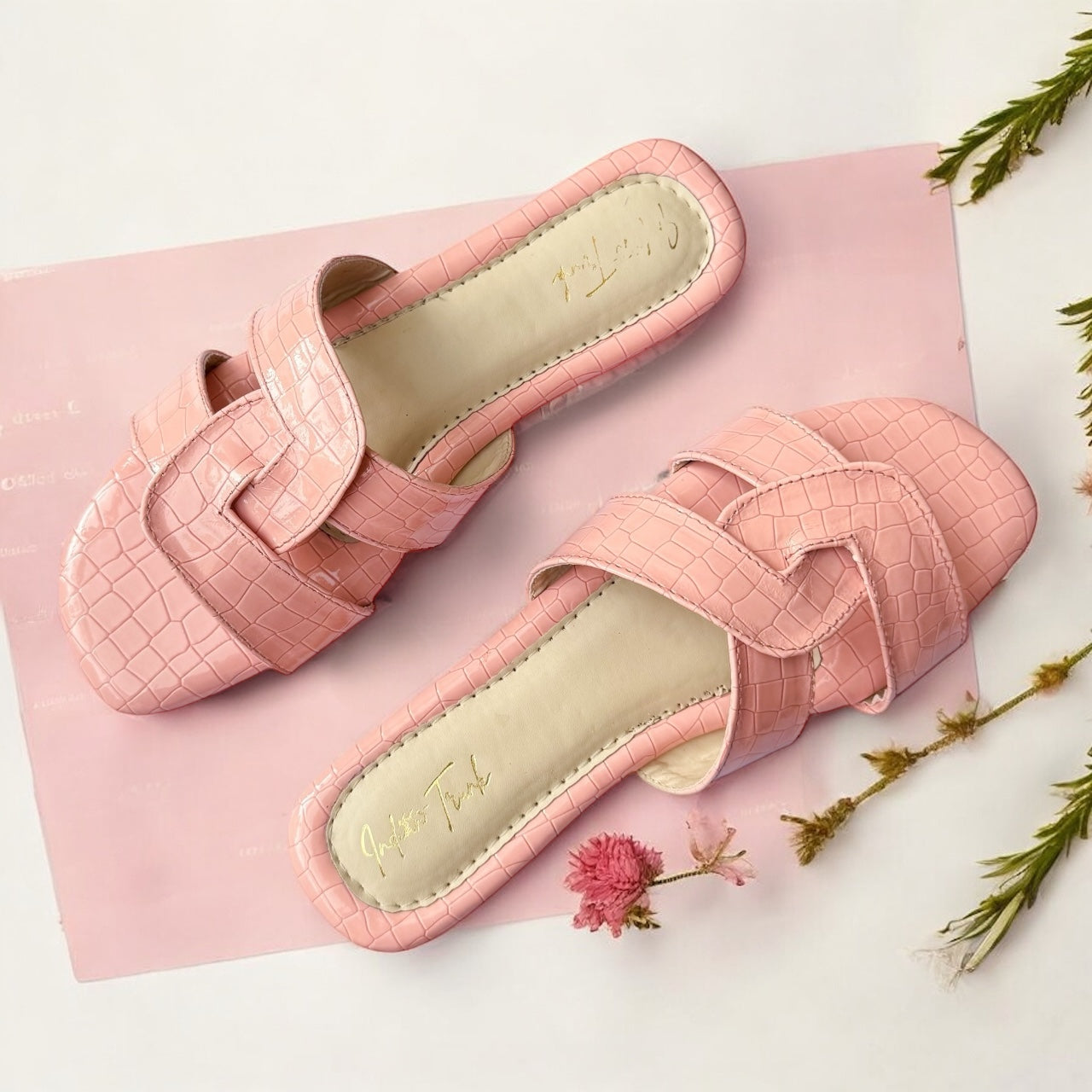 Blush Croc Flats