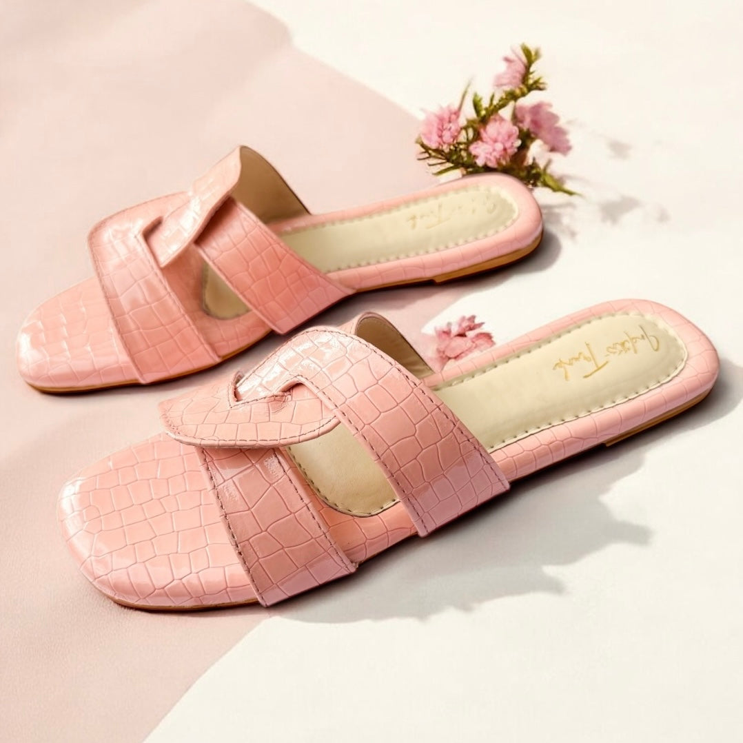 Blush Croc Flats