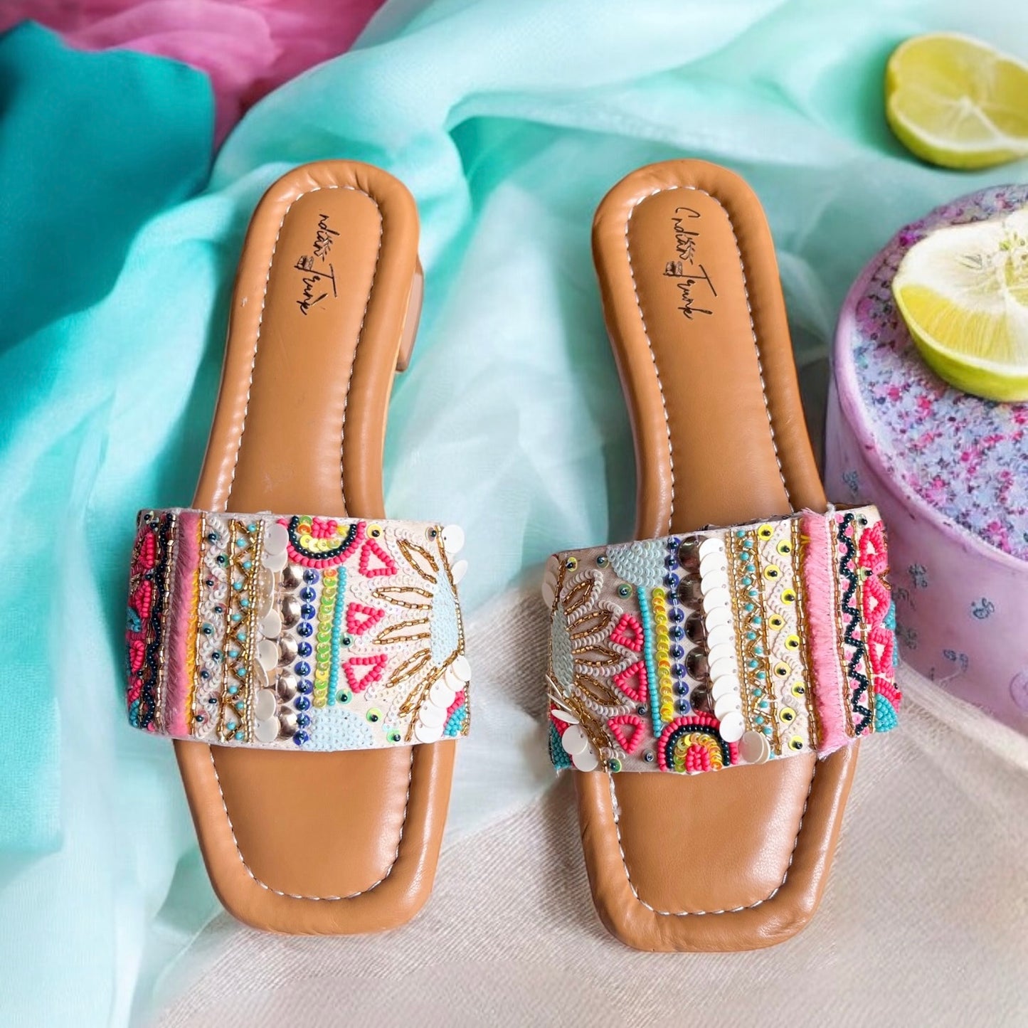 Desi Pop Short Heel Sliders
