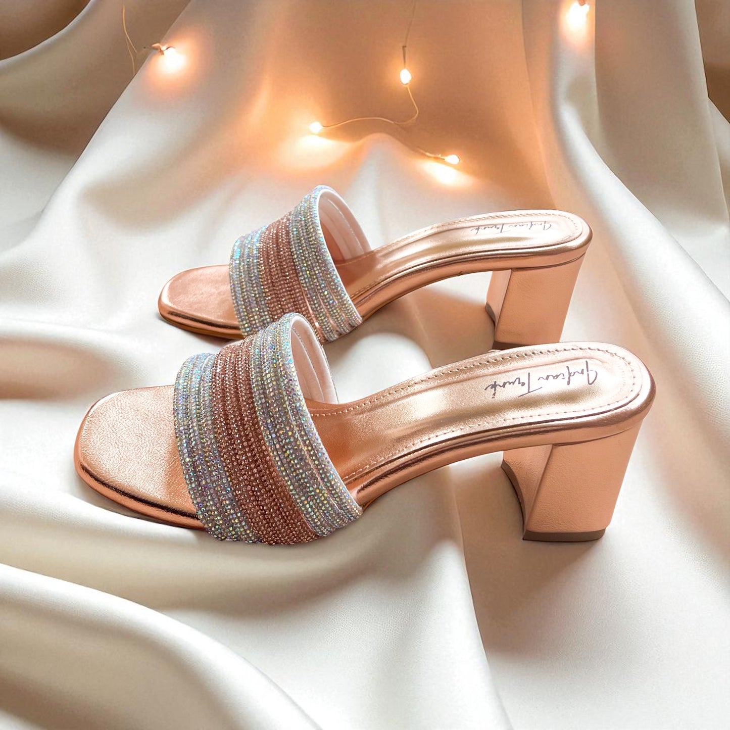 Dazzling Sparkle Block Heel Sandals