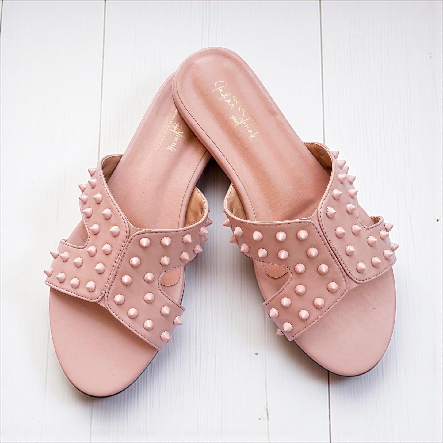 Stud Street Sliders - Nude Pink
