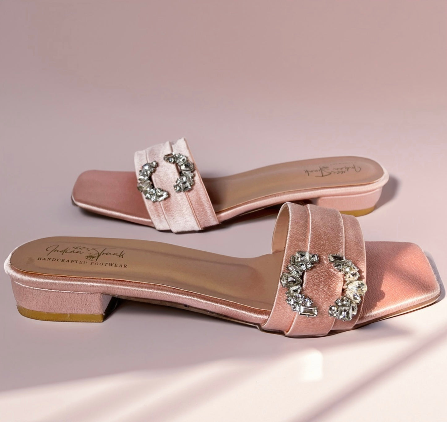 Satin Shimmer – Blush Pink | Satin Diamanté Sandals
