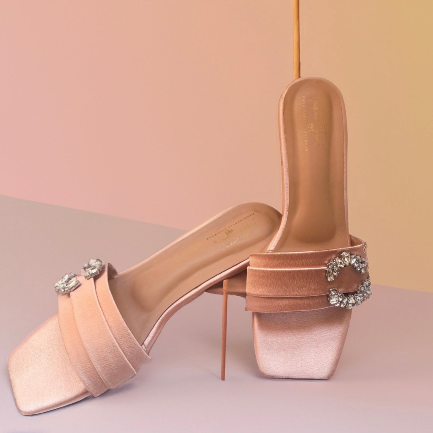 Satin Shimmer – Blush Pink | Satin Diamanté Sandals
