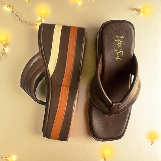 Stripe Rise Wedge - Mocha