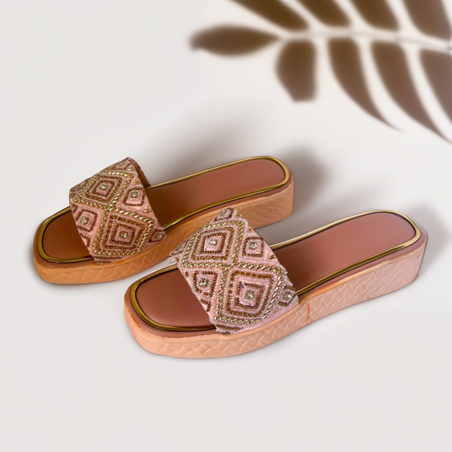 Embroidered Rose Diamond Wedges