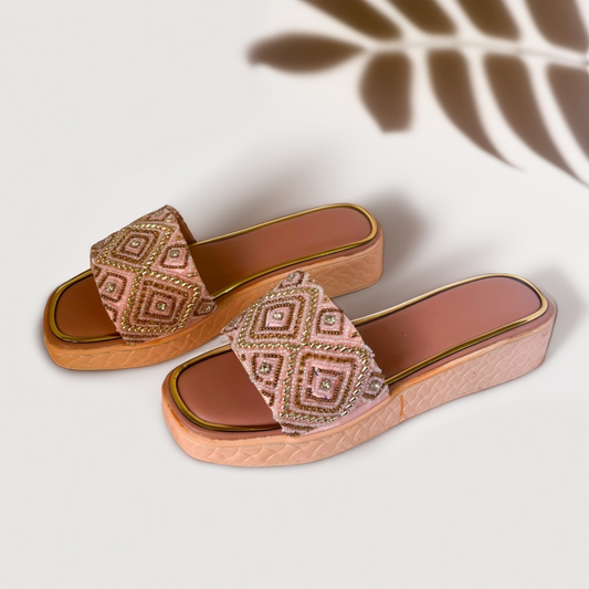 Embroidered Rose Diamond Wedges