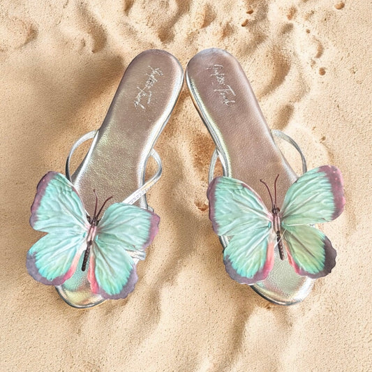 Pastel Butterfly Metallic Flats