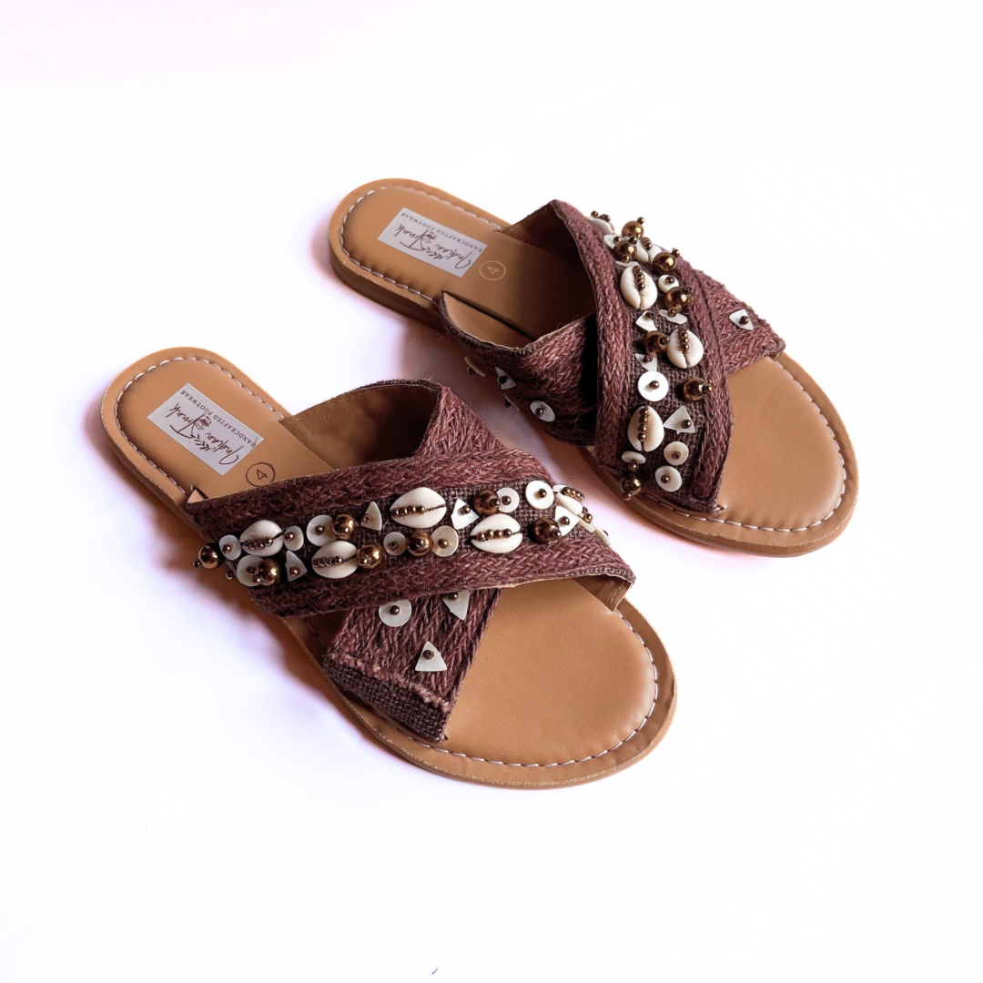 Brown Boho Crisscross Flats