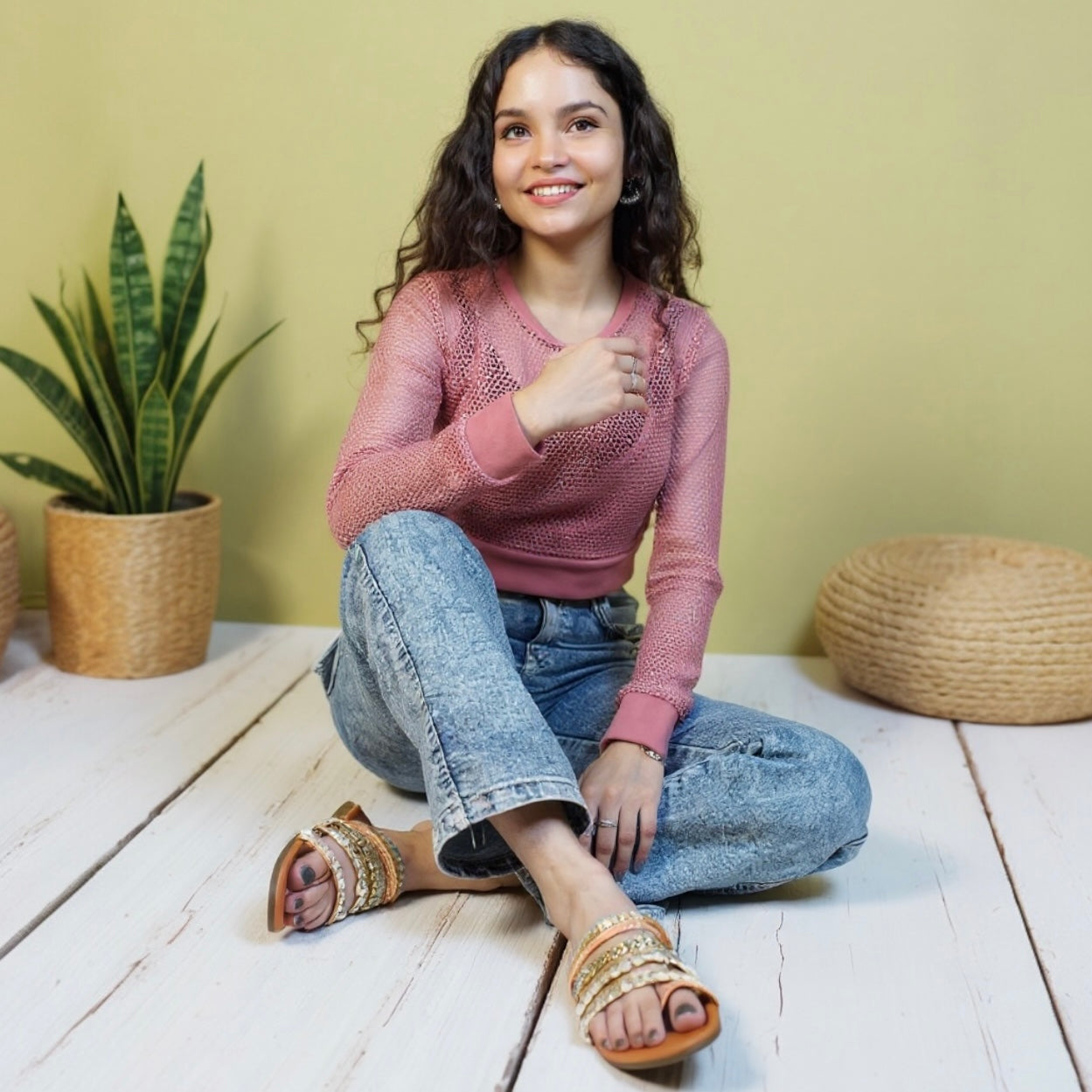 Boho Coral Shell Flats