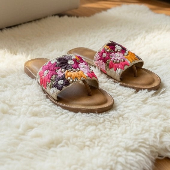 Berry Bloom Cushioned Sole Sandals