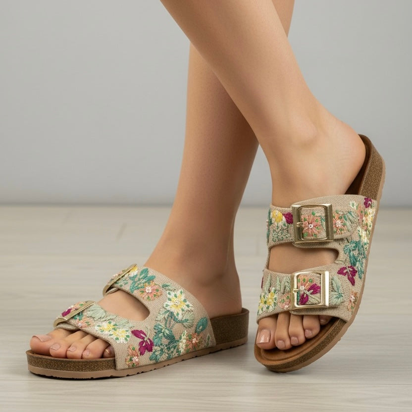 Meadow Double Buckle Slides Sandal