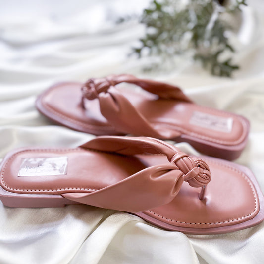 V Strap Flipflops- Nude Pink