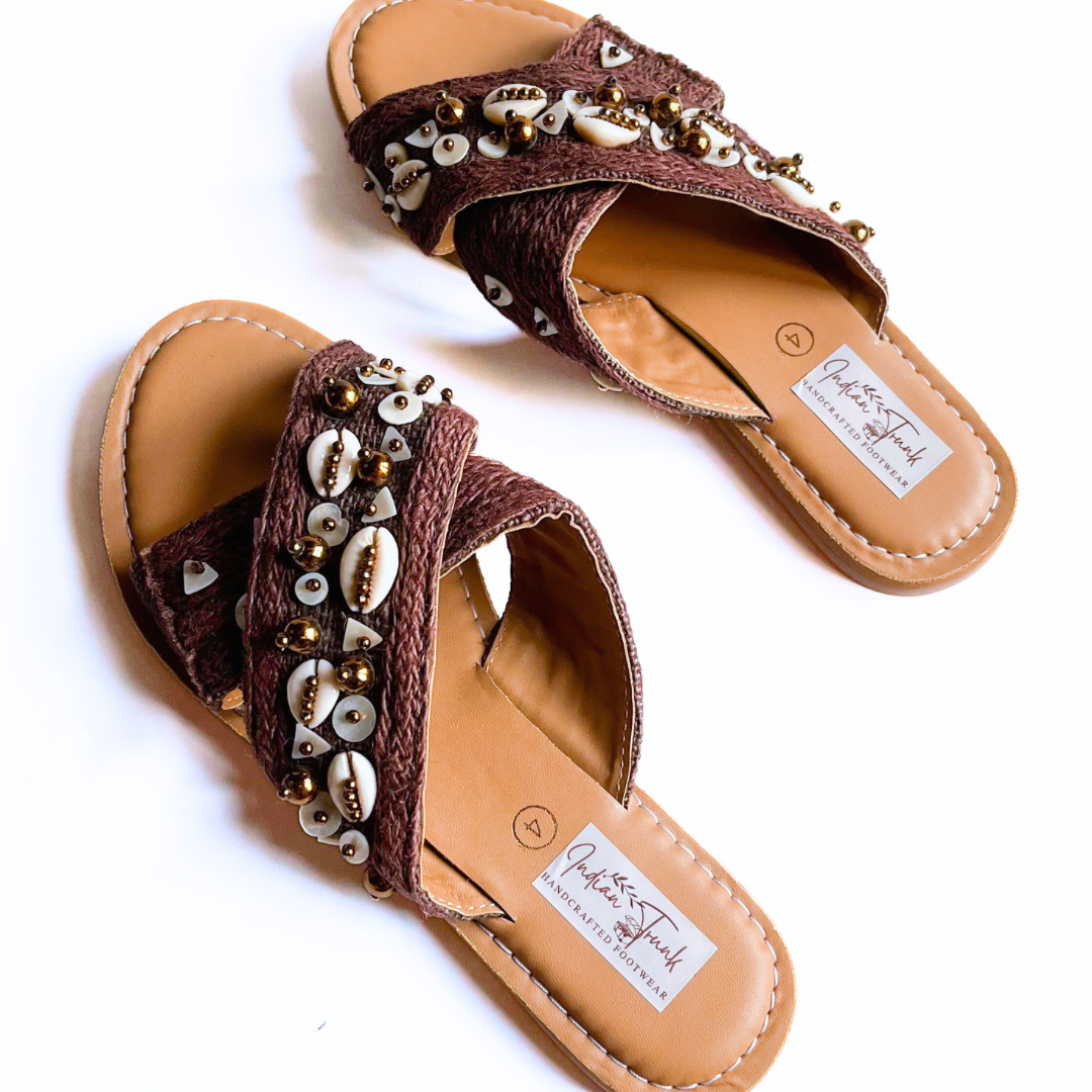 Brown Boho Crisscross Flats