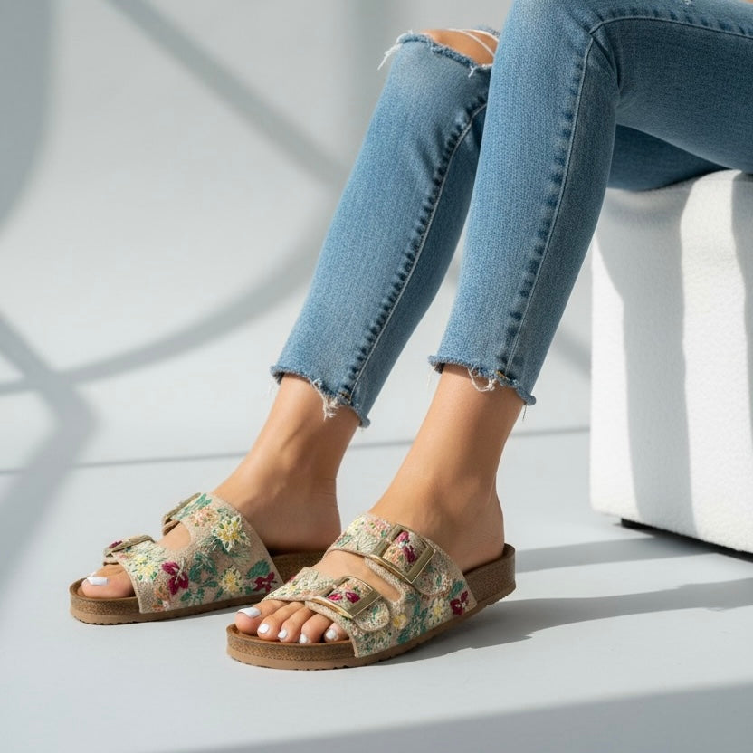 Meadow Double Buckle Slides Sandal