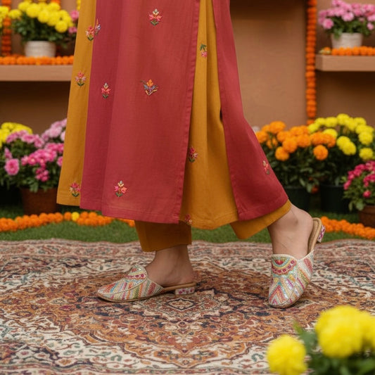 Candy Lane Embroidered Mules