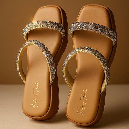 Multicolor Stone Embellished Platform Wedges