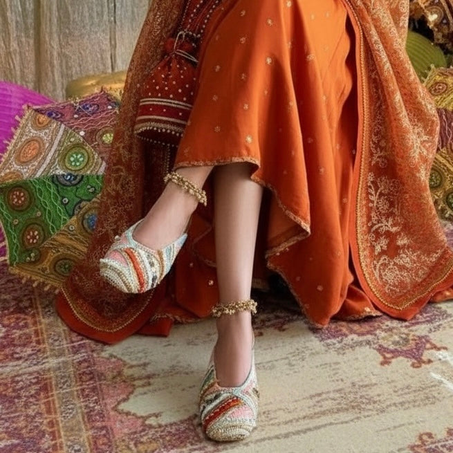 Orange Fringe Multicolour Jutti Heel