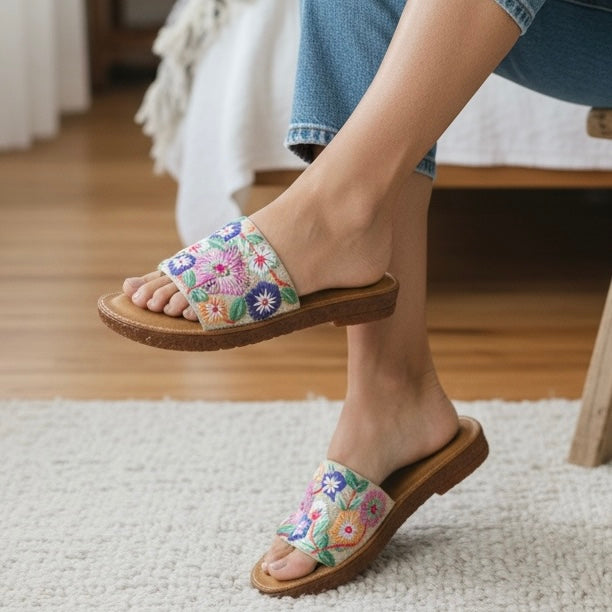Colourful Garden Bloom Cushioned Sole Sandals
