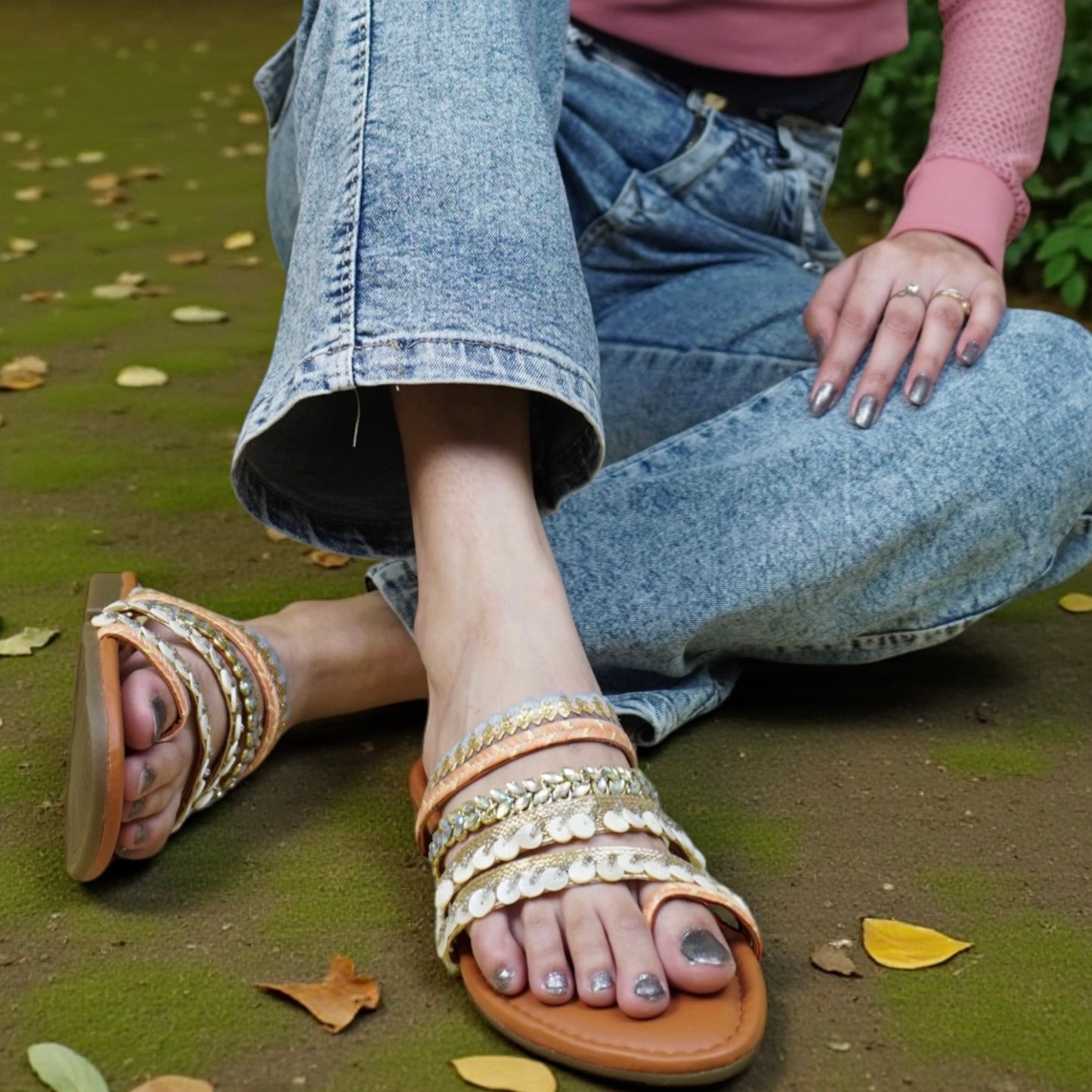 Boho Coral Shell Flats