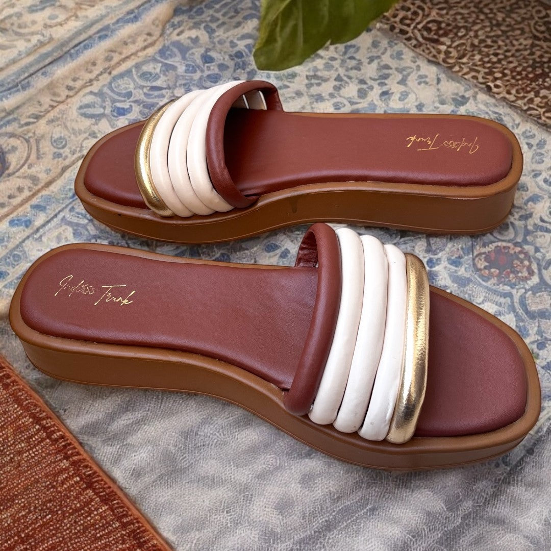 Comfort Padded Slides Wedge - Mocha