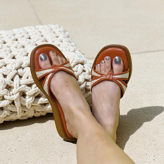Tan Knot Strap Wedges