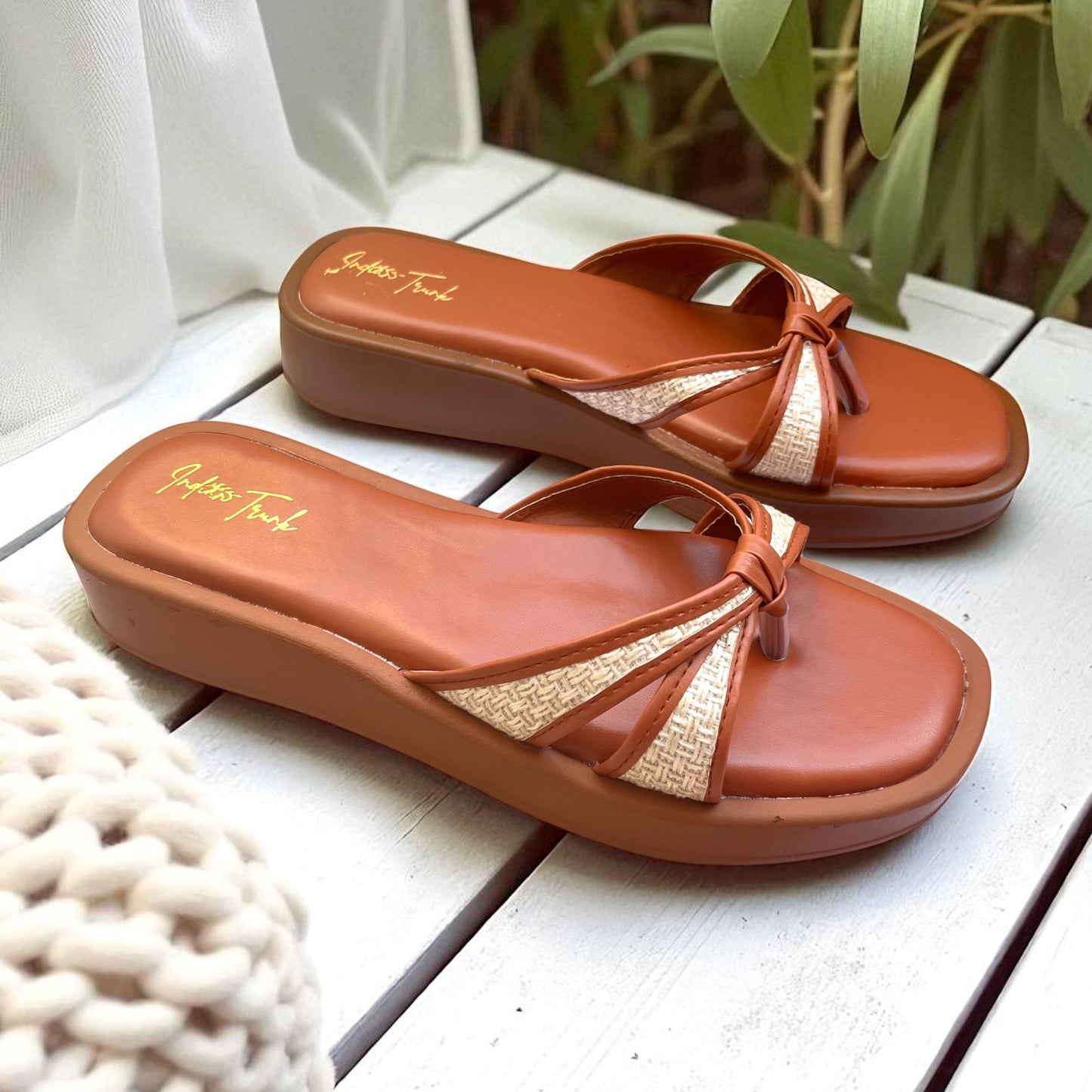 Tan Knot Strap Wedges