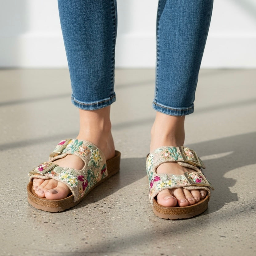 Meadow Double Buckle Slides Sandal