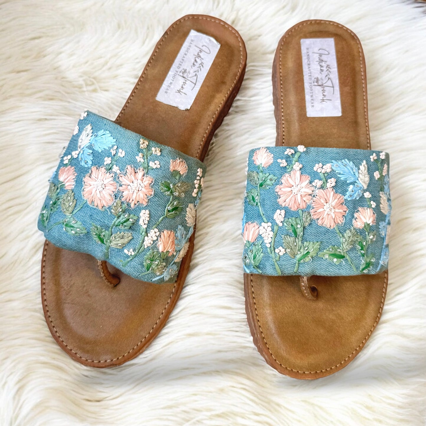 Dusty Blue Garden Cushioned Sole Sandals