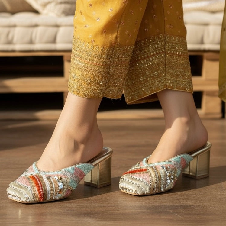 Orange Fringe Multicolour Jutti Heel