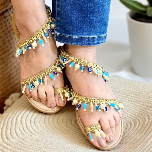 Boho Anklet Evil Eye Flats
