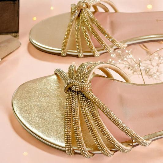 Golden Knot Strappy Sandals