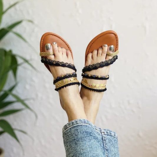 Midnight Boho Charm Sandals