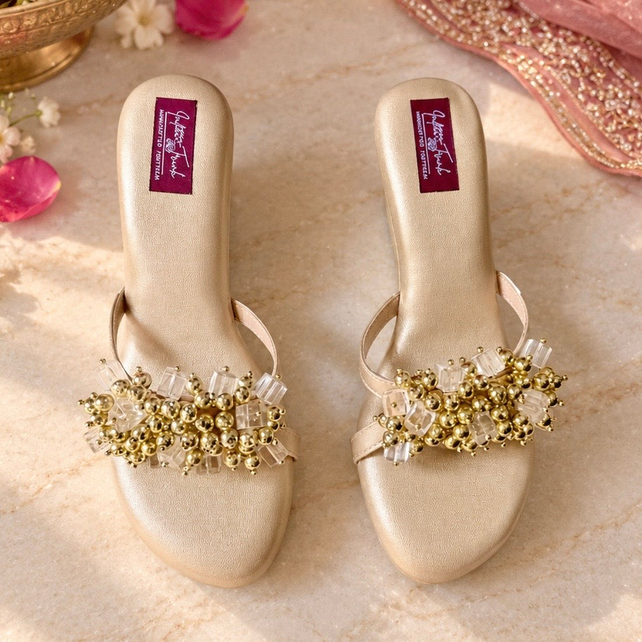 Champagne Gold Beaded Wedge