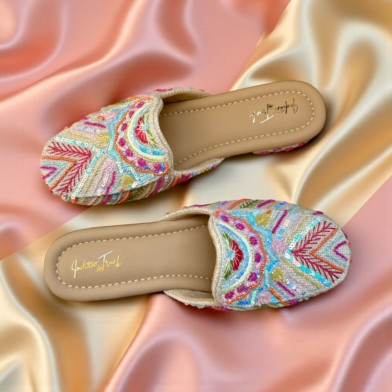 Candy Lane Embroidered Mules