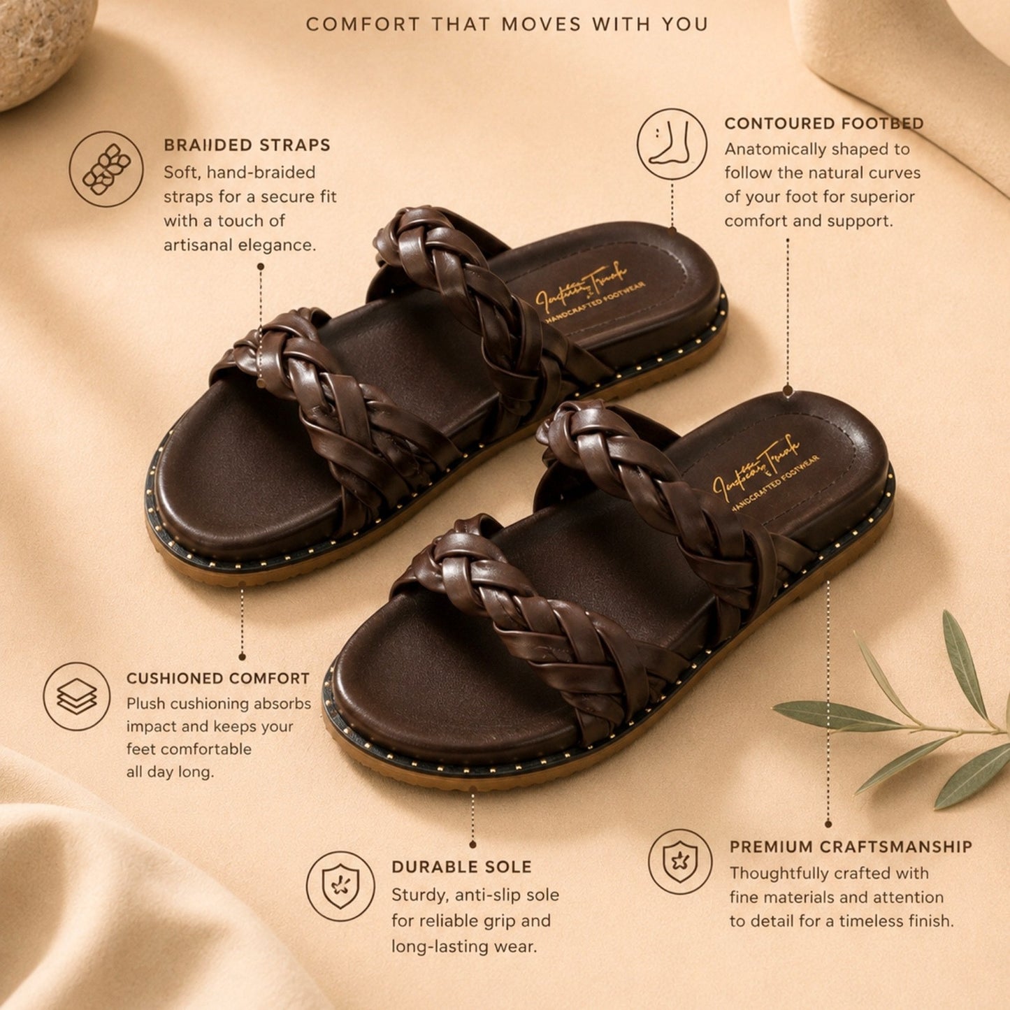 Cocoa Braid Comfort Flats