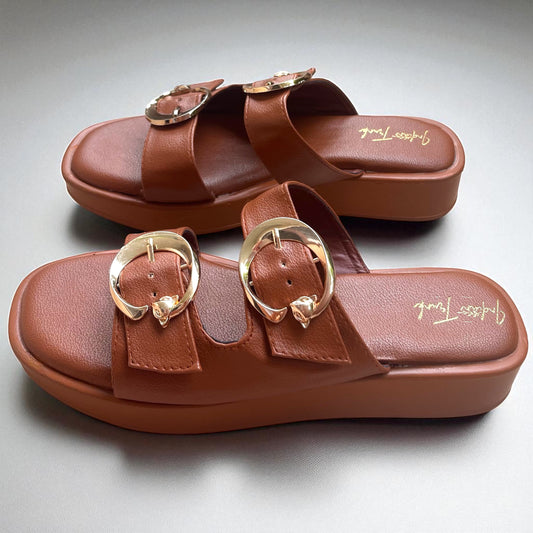 Double Buckle Platform Slides