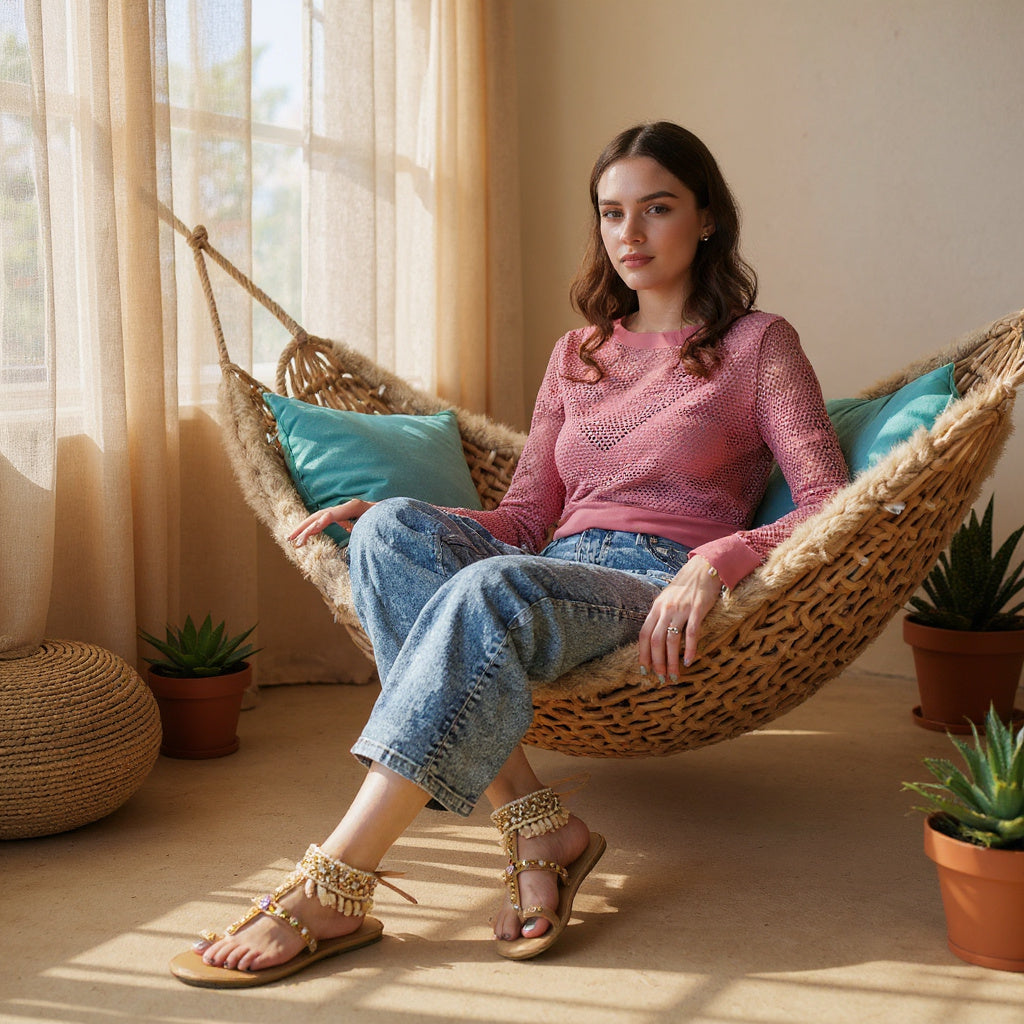 Shell Glimmer Boho Tie Ups
