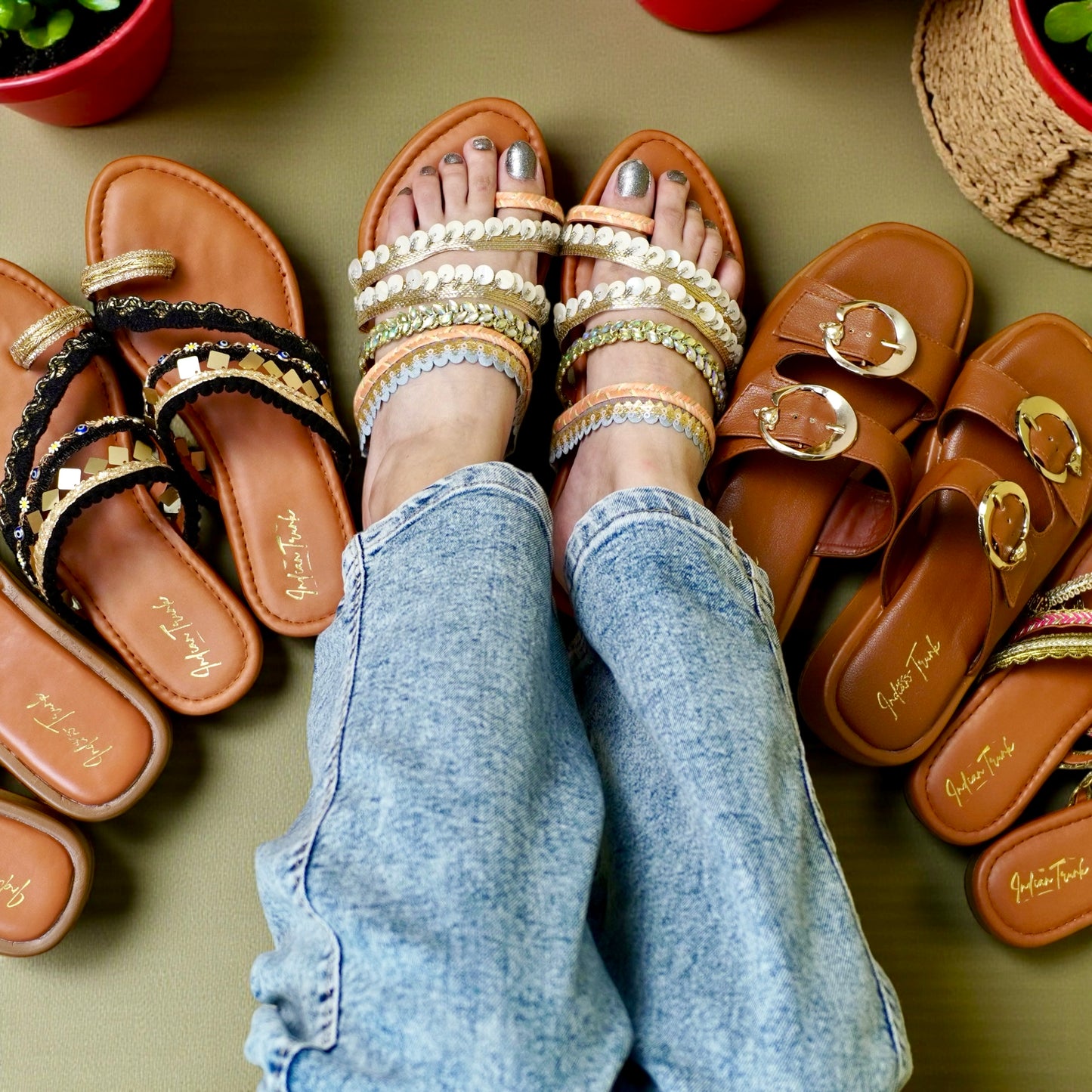 Boho Coral Shell Flats