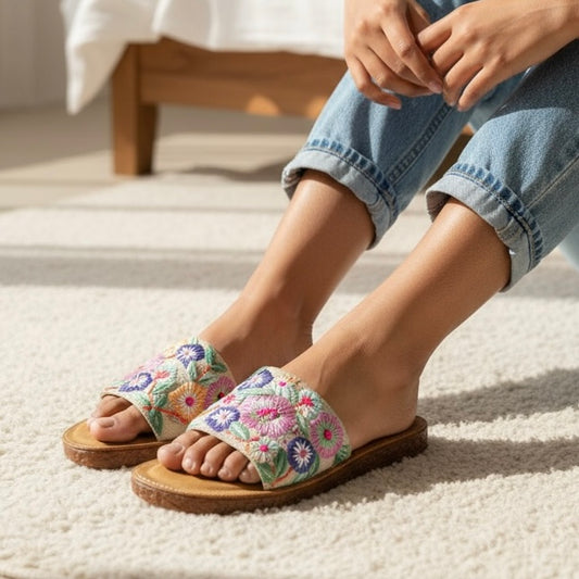 Colourful Garden Bloom Cushioned Sole Sandals