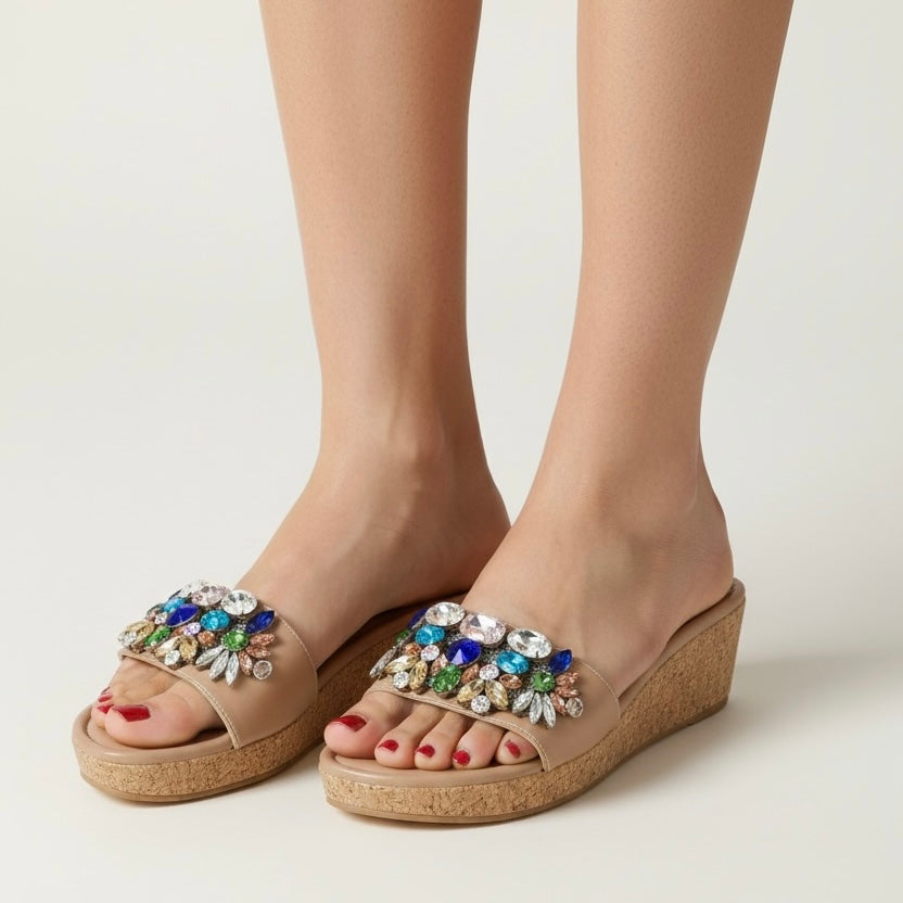 Glimmer Embellished Wedge Sandals