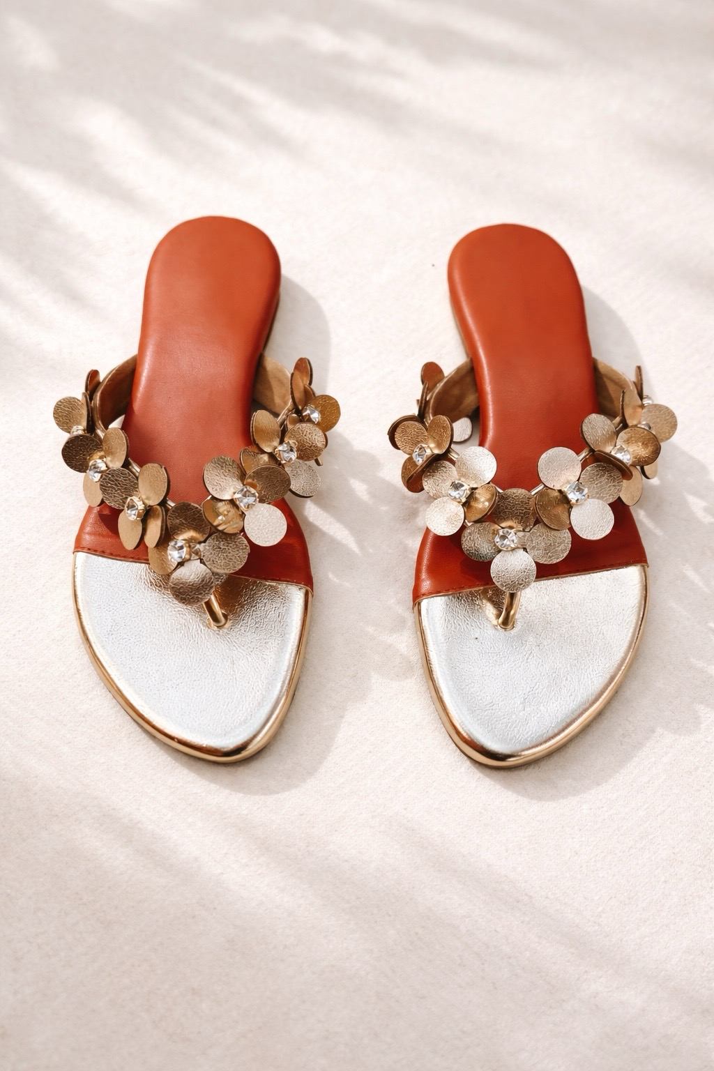 Gold Scatter V-Strap Flats