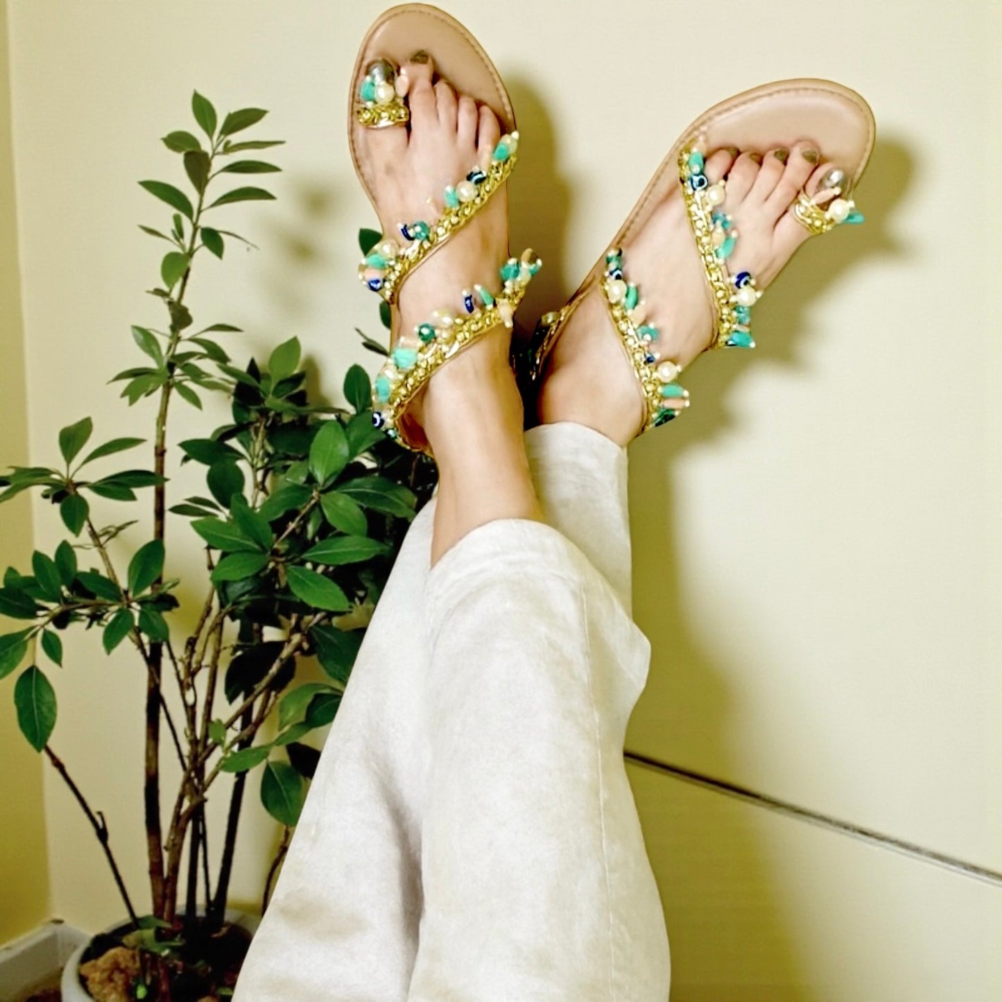 Boho Anklet Evil Eye Flats