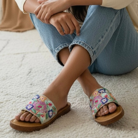 Colourful Garden Bloom Cushioned Sole Sandals