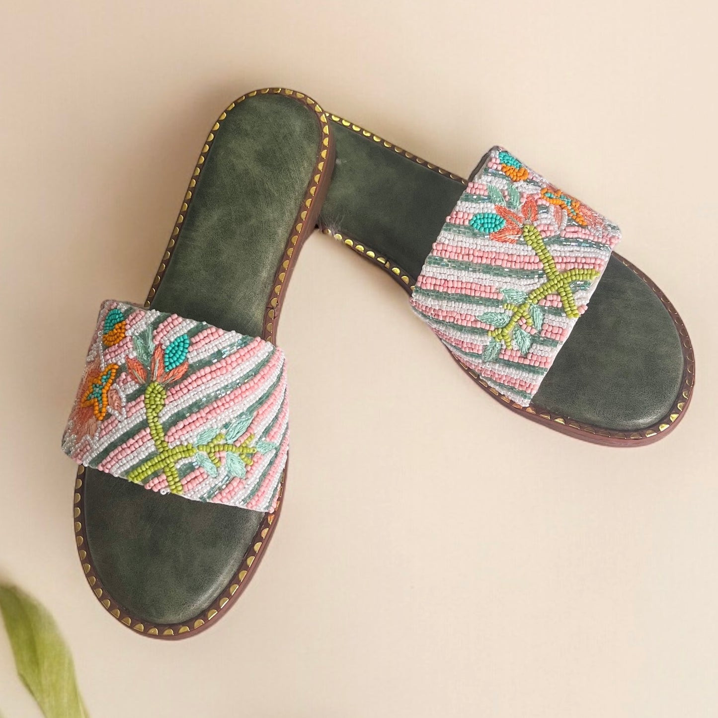 Mint Mirage – Embroidered Pastel Sliders